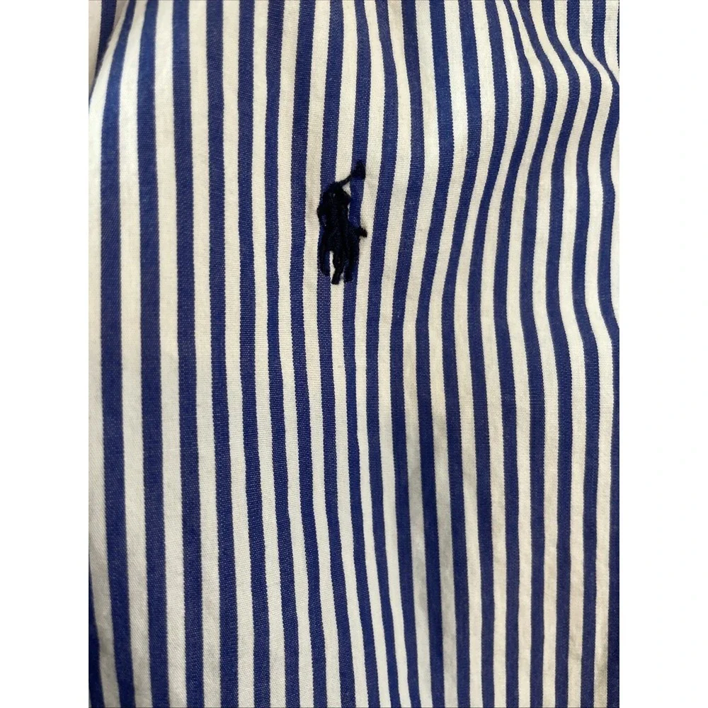 Ralph Lauren Polo Boys Size 7 Blue White Striped Button Down Shirt